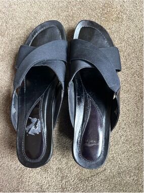 Women's Dansko Ava Black Wedge Comfort Sandals Size 10 (41)